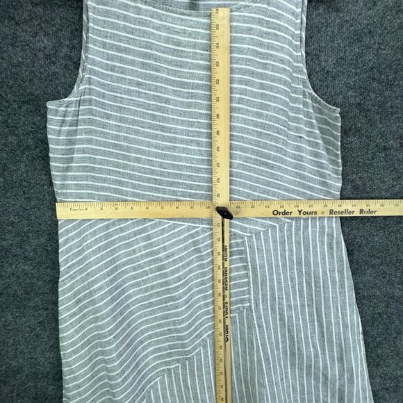 J.‎ Jill Love Linen Dress Womens Medium Gray White Stripe Sleeveless Midi Casual - Picture 14 of 15